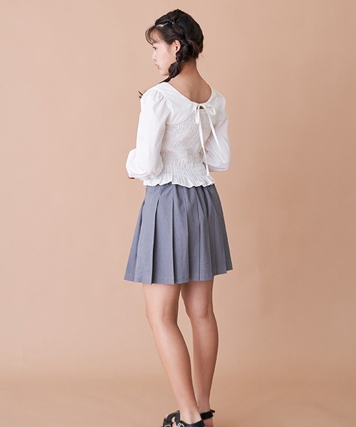 LOVETOXIC（ラブトキシック）の「無地プリーツスカパン（スカート・キッズ・グレー/モスグリーン/オレンジ/ブラック・SS/S/L/M）」の6枚目の写真