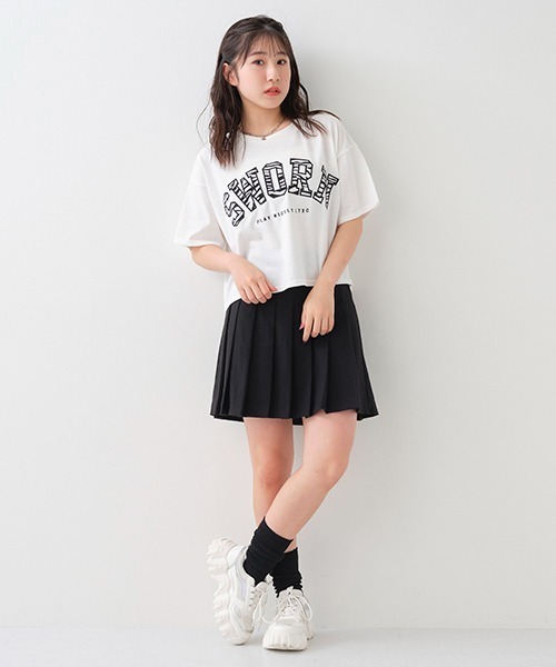 LOVETOXIC（ラブトキシック）の「無地プリーツスカパン（スカート・キッズ・グレー/モスグリーン/オレンジ/ブラック・SS/S/L/M）」の12枚目の写真