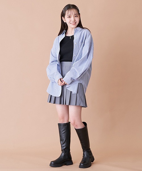 LOVETOXIC（ラブトキシック）の「無地プリーツスカパン（スカート・キッズ・グレー/モスグリーン/オレンジ/ブラック・SS/S/L/M）」の14枚目の写真