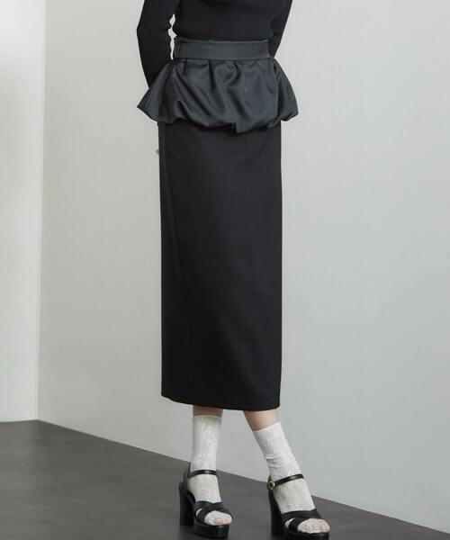 Tiara(ティアラ)の「ペプラムベルト2WAYタイトスカート(スカート・レディース・グレー/ブラック・L/M/S)」の2枚目の写真