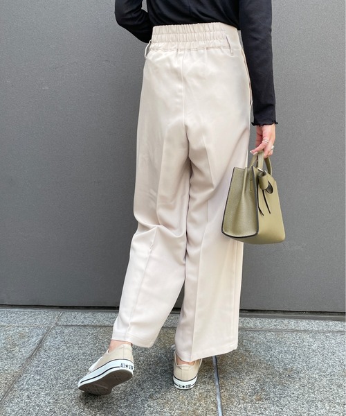 StyleSea(スタイルシー)の「ウールライクセンタープレスパンツ(スラックス・レディース・アイボリー/ブラック/キャメル・SMALL/MEDIUM)」の4枚目の写真