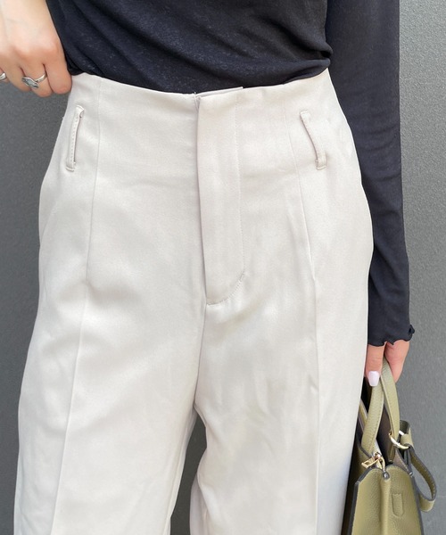StyleSea(スタイルシー)の「ウールライクセンタープレスパンツ(スラックス・レディース・アイボリー/ブラック/キャメル・SMALL/MEDIUM)」の6枚目の写真