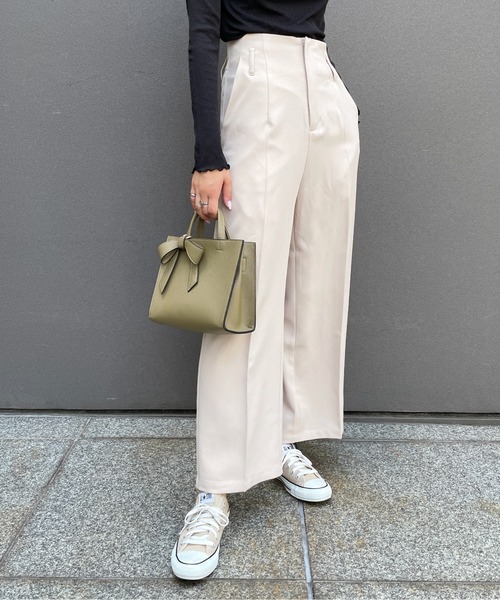 StyleSea(スタイルシー)の「ウールライクセンタープレスパンツ(スラックス・レディース・アイボリー/ブラック/キャメル・SMALL/MEDIUM)」の14枚目の写真