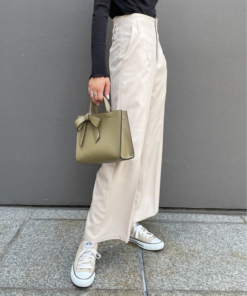 StyleSea(スタイルシー)の「ウールライクセンタープレスパンツ(スラックス・レディース・アイボリー/ブラック/キャメル・SMALL/MEDIUM)」の18枚目の写真
