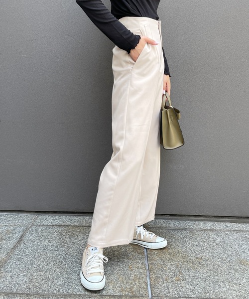 StyleSea(スタイルシー)の「ウールライクセンタープレスパンツ(スラックス・レディース・アイボリー/ブラック/キャメル・SMALL/MEDIUM)」の8枚目の写真