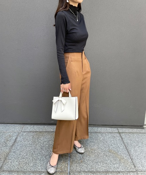 StyleSea(スタイルシー)の「ウールライクセンタープレスパンツ(スラックス・レディース・アイボリー/ブラック/キャメル・SMALL/MEDIUM)」の11枚目の写真
