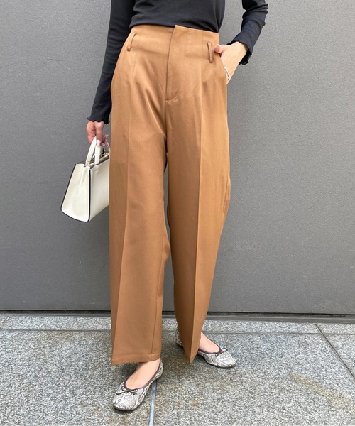 StyleSea(スタイルシー)の「ウールライクセンタープレスパンツ(スラックス・レディース・アイボリー/ブラック/キャメル・SMALL/MEDIUM)」の15枚目の写真