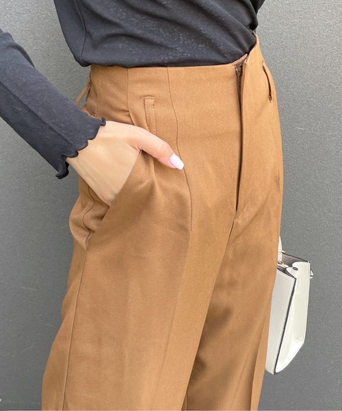 StyleSea(スタイルシー)の「ウールライクセンタープレスパンツ(スラックス・レディース・アイボリー/ブラック/キャメル・SMALL/MEDIUM)」の9枚目の写真