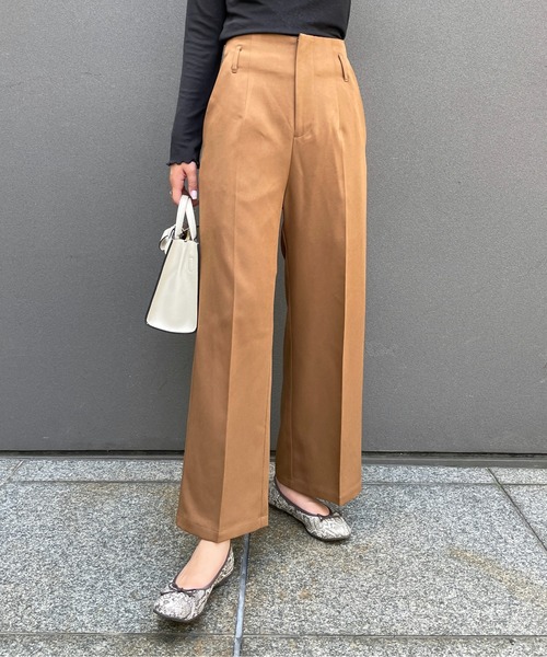 StyleSea(スタイルシー)の「ウールライクセンタープレスパンツ(スラックス・レディース・アイボリー/ブラック/キャメル・SMALL/MEDIUM)」の7枚目の写真