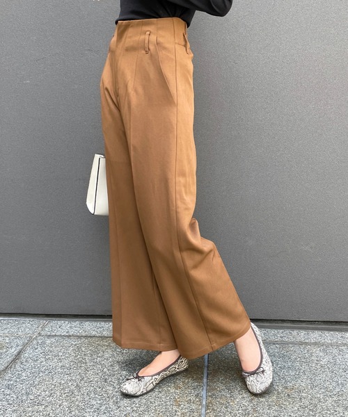 StyleSea(スタイルシー)の「ウールライクセンタープレスパンツ(スラックス・レディース・アイボリー/ブラック/キャメル・SMALL/MEDIUM)」の13枚目の写真