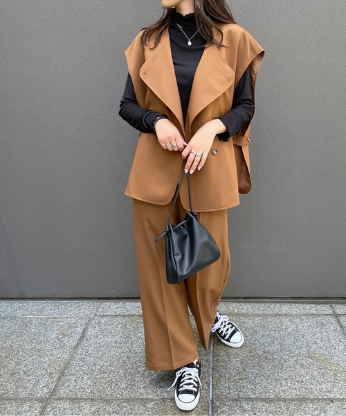 StyleSea(スタイルシー)の「ウールライクセンタープレスパンツ(スラックス・レディース・アイボリー/ブラック/キャメル・SMALL/MEDIUM)」の21枚目の写真