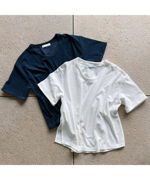 Vicente（ヴィセンテ）の「Onemile pile Tshirts（Tシャツ/カットソー・レディース・ホワイト/ネイビー・FREE）」の6枚目の写真
