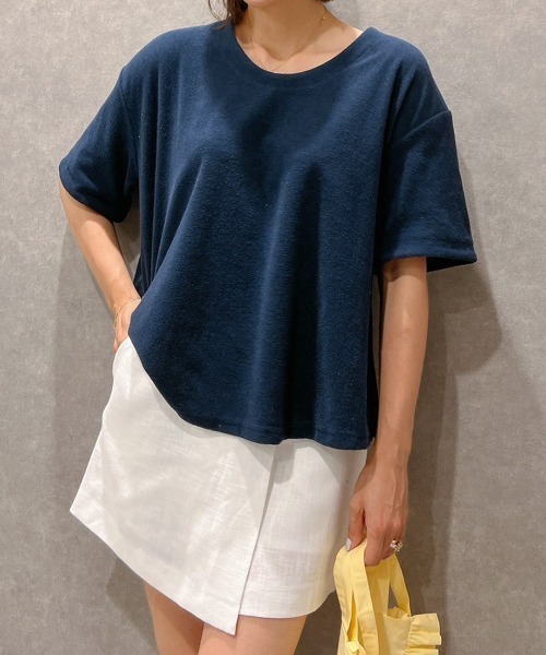 Vicente（ヴィセンテ）の「Onemile pile Tshirts（Tシャツ/カットソー・レディース・ホワイト/ネイビー・FREE）」の3枚目の写真