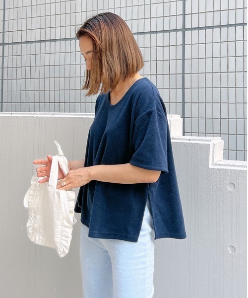 Vicente（ヴィセンテ）の「Onemile pile Tshirts（Tシャツ/カットソー・レディース・ホワイト/ネイビー・FREE）」の5枚目の写真