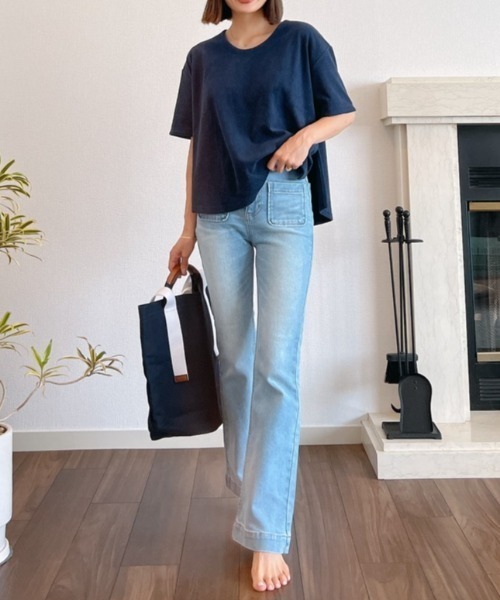 Vicente（ヴィセンテ）の「Onemile pile Tshirts（Tシャツ/カットソー・レディース・ホワイト/ネイビー・FREE）」の21枚目の写真