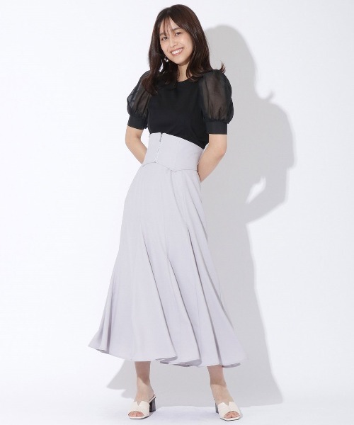 コルセットベルト付きナローフレアスカート　アンドクチュール AND COUTURE（アンドクチュール）の「コルセットベルト付き
