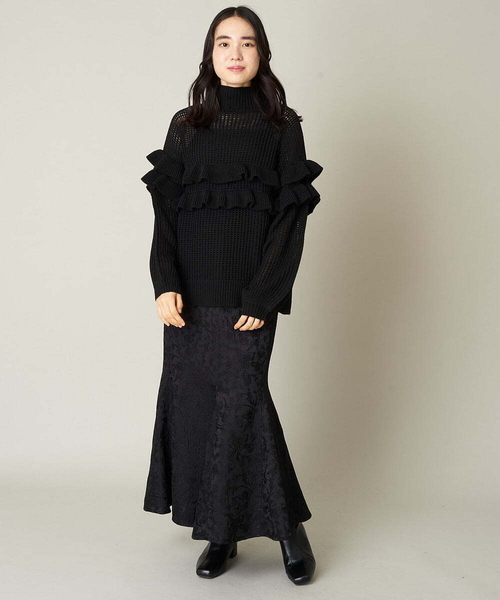 A de a.v.v（アードアー・ヴェ・ヴェ）の「［SET UP対応］ジャガード柄マーメイドサテンスカート（スカート・レディース・ブラック/アイボリー・MEDIUM/LARGE/SMALL/36/38/40）」の19枚目の写真