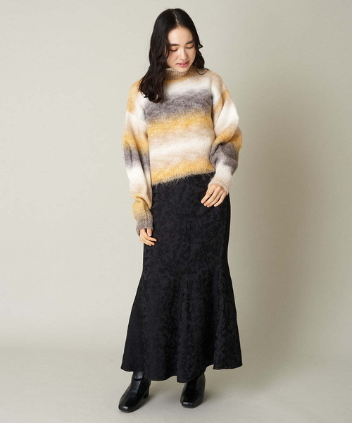 A de a.v.v（アードアー・ヴェ・ヴェ）の「［SET UP対応］ジャガード柄マーメイドサテンスカート（スカート・レディース・ブラック/アイボリー・MEDIUM/LARGE/SMALL/36/38/40）」の16枚目の写真