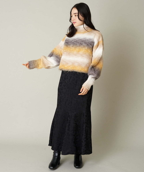 A de a.v.v（アードアー・ヴェ・ヴェ）の「［SET UP対応］ジャガード柄マーメイドサテンスカート（スカート・レディース・ブラック/アイボリー・MEDIUM/LARGE/SMALL/36/38/40）」の15枚目の写真