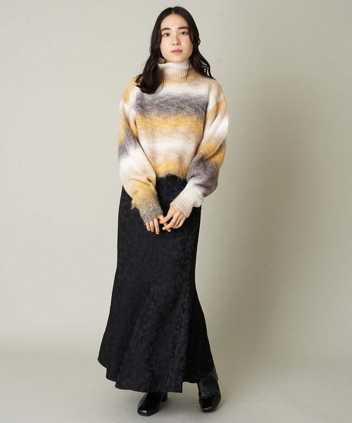 A de a.v.v（アードアー・ヴェ・ヴェ）の「［SET UP対応］ジャガード柄マーメイドサテンスカート（スカート・レディース・ブラック/アイボリー・MEDIUM/LARGE/SMALL/36/38/40）」の14枚目の写真