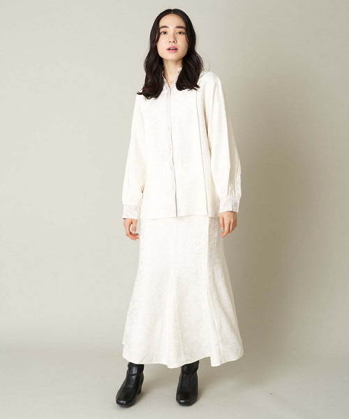 A de a.v.v（アードアー・ヴェ・ヴェ）の「［SET UP対応］ジャガード柄マーメイドサテンスカート（スカート・レディース・ブラック/アイボリー・MEDIUM/LARGE/SMALL/36/38/40）」の12枚目の写真