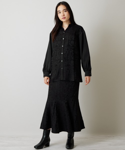 A de a.v.v（アードアー・ヴェ・ヴェ）の「［SET UP対応］ジャガード柄マーメイドサテンスカート（スカート・レディース・ブラック/アイボリー・MEDIUM/LARGE/SMALL/36/38/40）」の22枚目の写真