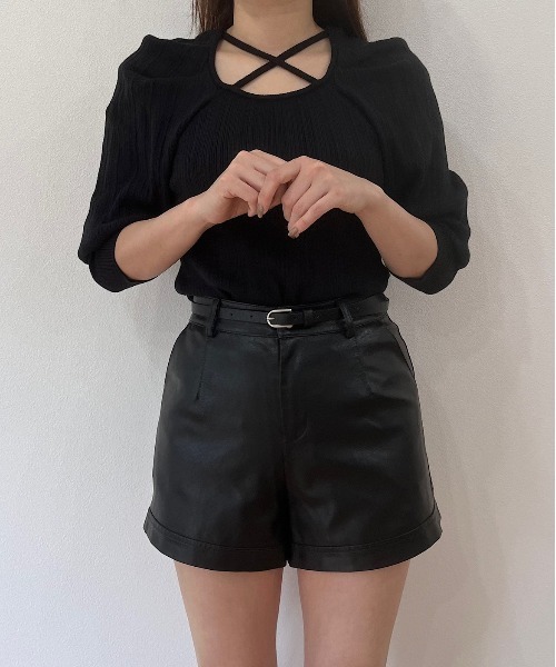 titty＆Co. PETIT（ティティアンドコープティ）の「【titty&Co.PETIT】フェイクレザーショーパン（その他パンツ・レディース・ブラック/モカ・SMALL/MEDIUM）」の15枚目の写真