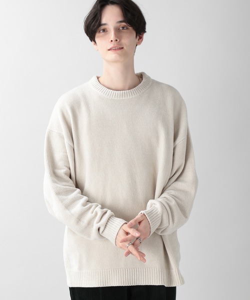 RAGEBLUE（レイジブルー）の「＜もっちり滑らか＞モールニットクルー（Tシャツ/カットソー・メンズ・ダークグリーン/オフホワイト/ピンク/ブルー/スミクロ・SMALL/MEDIUM/LARGE）」の2枚目の写真