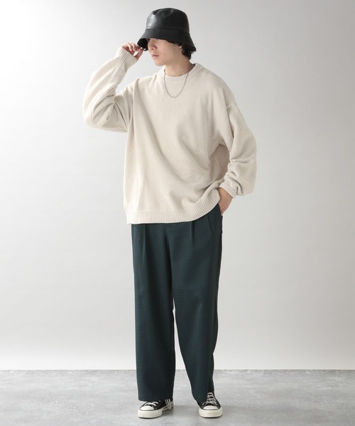 RAGEBLUE（レイジブルー）の「＜もっちり滑らか＞モールニットクルー（Tシャツ/カットソー・メンズ・ダークグリーン/オフホワイト/ピンク/ブルー/スミクロ・SMALL/MEDIUM/LARGE）」の6枚目の写真