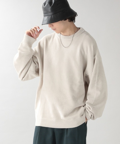 RAGEBLUE（レイジブルー）の「＜もっちり滑らか＞モールニットクルー（Tシャツ/カットソー・メンズ・ダークグリーン/オフホワイト/ピンク/ブルー/スミクロ・SMALL/MEDIUM/LARGE）」の7枚目の写真