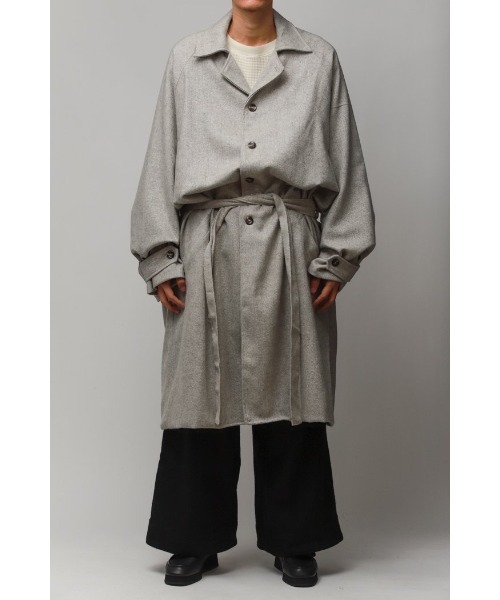 Badhiya（バディ―ヤ）の「BELTED COAT - wool tweed（ステンカラーコート・メンズ・ブラウン/グレー・FREE）」の10枚目の写真