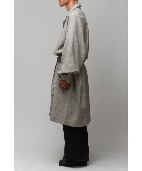 Badhiya（バディ―ヤ）の「BELTED COAT - wool tweed（ステンカラーコート・メンズ・ブラウン/グレー・FREE）」の11枚目の写真