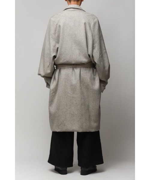 Badhiya（バディ―ヤ）の「BELTED COAT - wool tweed（ステンカラーコート・メンズ・ブラウン/グレー・FREE）」の12枚目の写真