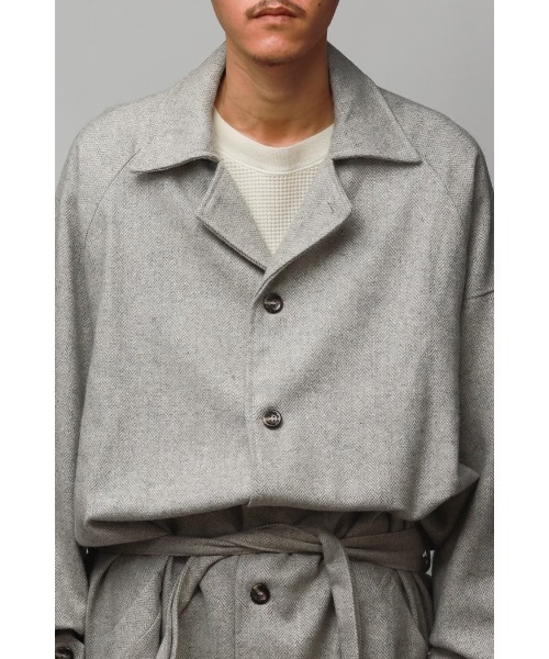 Badhiya（バディ―ヤ）の「BELTED COAT - wool tweed（ステンカラーコート・メンズ・ブラウン/グレー・FREE）」の13枚目の写真