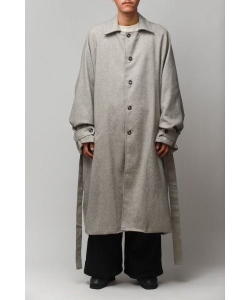 Badhiya（バディ―ヤ）の「BELTED COAT - wool tweed（ステンカラーコート・メンズ・ブラウン/グレー・FREE）」の14枚目の写真