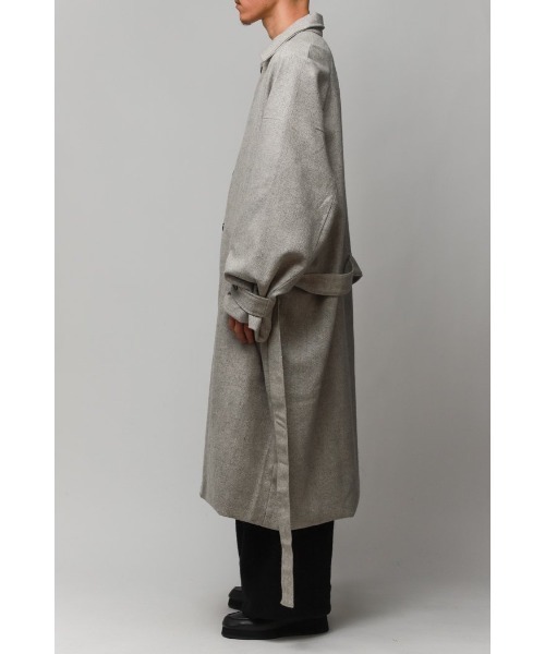 Badhiya（バディ―ヤ）の「BELTED COAT - wool tweed（ステンカラーコート・メンズ・ブラウン/グレー・FREE）」の15枚目の写真