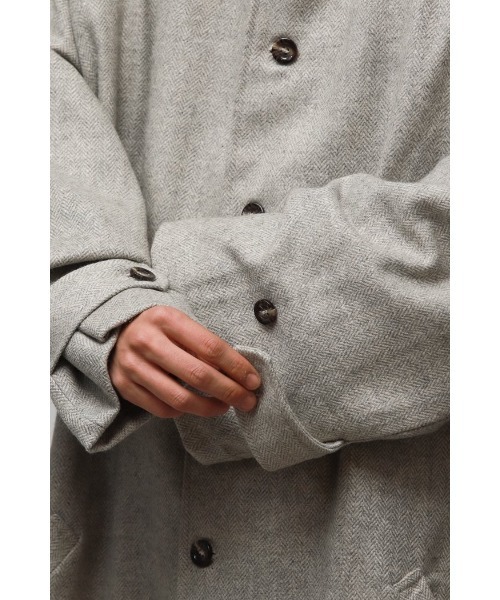 Badhiya（バディ―ヤ）の「BELTED COAT - wool tweed（ステンカラーコート・メンズ・ブラウン/グレー・FREE）」の20枚目の写真