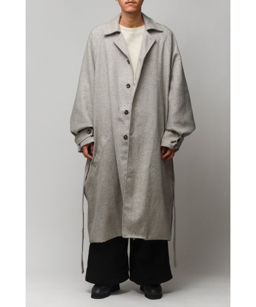 Badhiya（バディ―ヤ）の「BELTED COAT - wool tweed（ステンカラーコート・メンズ・ブラウン/グレー・FREE）」の21枚目の写真