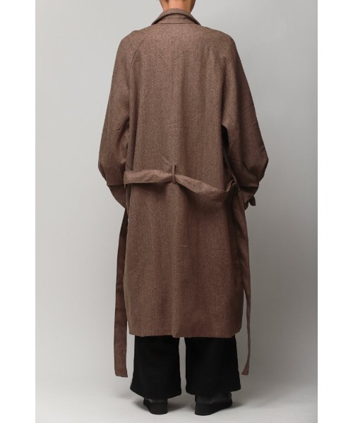 Badhiya（バディ―ヤ）の「BELTED COAT - wool tweed（ステンカラーコート・メンズ・ブラウン/グレー・FREE）」の4枚目の写真