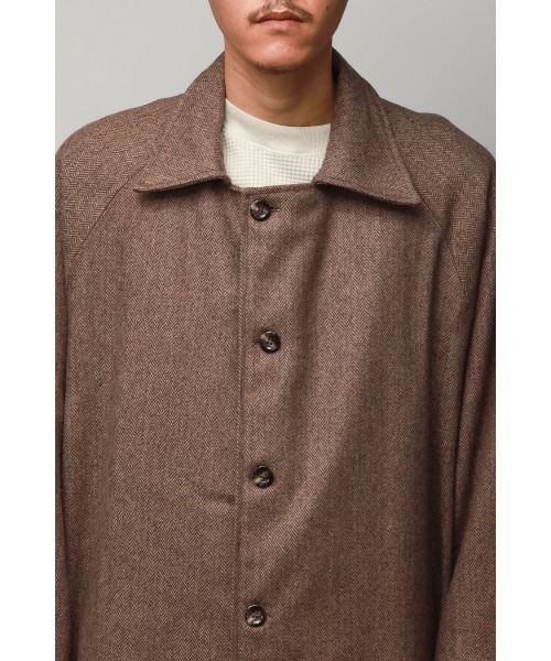 Badhiya（バディ―ヤ）の「BELTED COAT - wool tweed（ステンカラーコート・メンズ・ブラウン/グレー・FREE）」の5枚目の写真