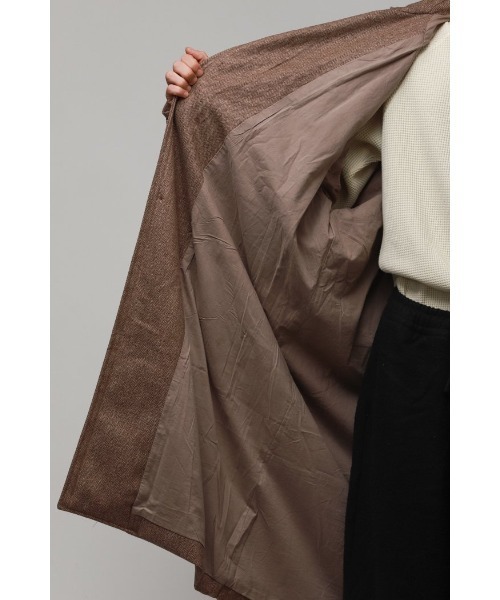 Badhiya（バディ―ヤ）の「BELTED COAT - wool tweed（ステンカラーコート・メンズ・ブラウン/グレー・FREE）」の9枚目の写真