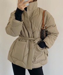 DAY CLOSET | レディース キルティングフェイクダウンジャケット+腰紐 2点セット(ダウンジャケット/コート)