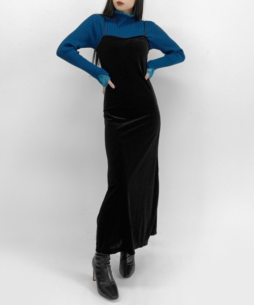 LVEU.（ラブユ.）の「【LVEU.】レースレイヤードハイネックリブトップス / トップス ニット リブ カットソー ハイネックニット レース レイヤード タートル 長袖 ブラック ブルー ZOZOTOWN限定（ニット/セーター・レディース・ホワイト/ブラック/ブルー・FREE）」の12枚目の写真