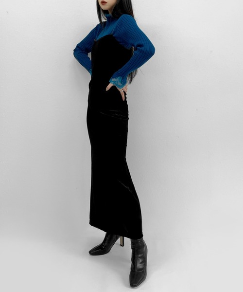 LVEU.（ラブユ.）の「【LVEU.】レースレイヤードハイネックリブトップス / トップス ニット リブ カットソー ハイネックニット レース レイヤード タートル 長袖 ブラック ブルー ZOZOTOWN限定（ニット/セーター・レディース・ホワイト/ブラック/ブルー・FREE）」の18枚目の写真