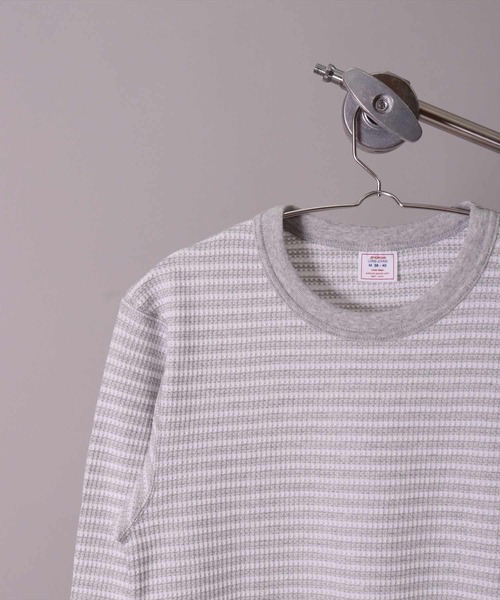 JEMORGAN（ジェーイーモーガン）の「(LK)【JEMORGAN】【パックT】ワッフル ボーダー 長袖 Tシャツ（Tシャツ/カットソー・メンズ・ワイン/ネイビー/杢グレー/グリーン/ナチュラル・X-LARGE/LARGE/MEDIUM）」の3枚目の写真