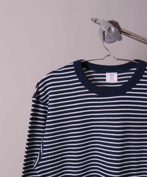 JEMORGAN（ジェーイーモーガン）の「(LK)【JEMORGAN】【パックT】ワッフル ボーダー 長袖 Tシャツ（Tシャツ/カットソー・メンズ・ワイン/ネイビー/杢グレー/グリーン/ナチュラル・X-LARGE/LARGE/MEDIUM）」の2枚目の写真