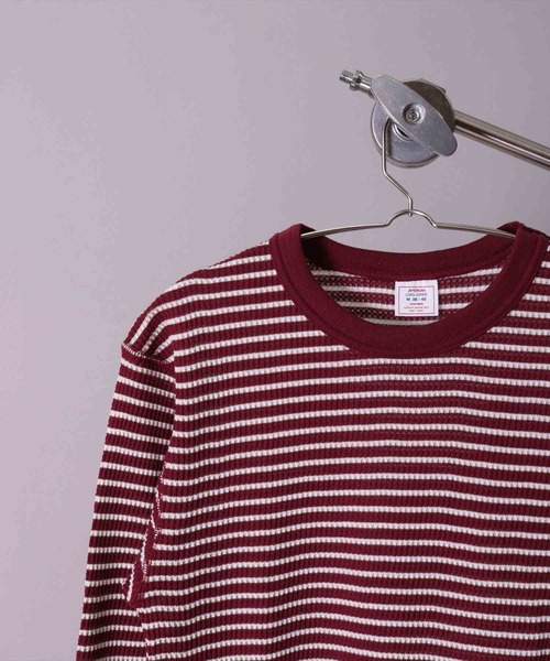 JEMORGAN（ジェーイーモーガン）の「(LK)【JEMORGAN】【パックT】ワッフル ボーダー 長袖 Tシャツ（Tシャツ/カットソー・メンズ・ワイン/ネイビー/杢グレー/グリーン/ナチュラル・X-LARGE/LARGE/MEDIUM）」の5枚目の写真