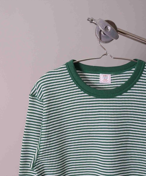 JEMORGAN（ジェーイーモーガン）の「(LK)【JEMORGAN】【パックT】ワッフル ボーダー 長袖 Tシャツ（Tシャツ/カットソー・メンズ・ワイン/ネイビー/杢グレー/グリーン/ナチュラル・X-LARGE/LARGE/MEDIUM）」の4枚目の写真