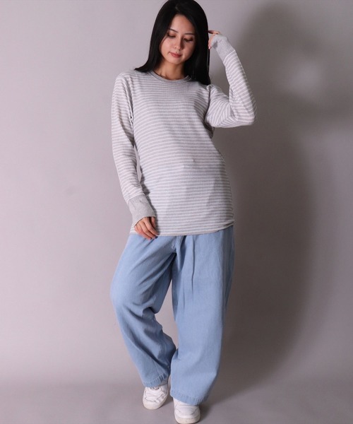 JEMORGAN（ジェーイーモーガン）の「(LK)【JEMORGAN】【パックT】ワッフル ボーダー 長袖 Tシャツ（Tシャツ/カットソー・メンズ・ワイン/ネイビー/杢グレー/グリーン/ナチュラル・X-LARGE/LARGE/MEDIUM）」の11枚目の写真