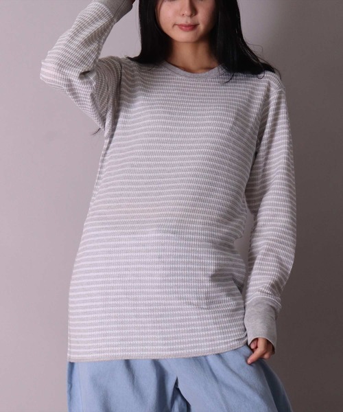 JEMORGAN（ジェーイーモーガン）の「(LK)【JEMORGAN】【パックT】ワッフル ボーダー 長袖 Tシャツ（Tシャツ/カットソー・メンズ・ワイン/ネイビー/杢グレー/グリーン/ナチュラル・X-LARGE/LARGE/MEDIUM）」の12枚目の写真